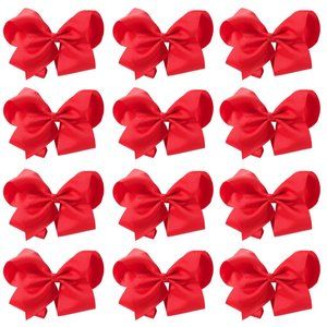 12pc Baby Girls Teens Women Solid 6" Hair Bows